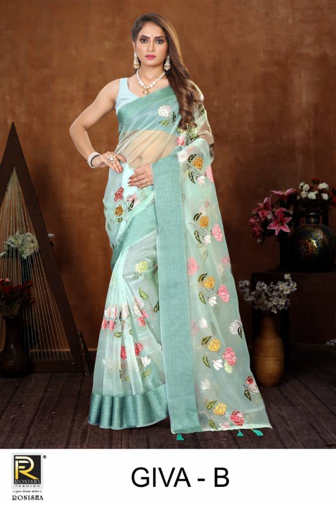 Ronisha Giva New Exclusive Wear Designer Organza Saree Collection